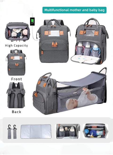 New Style Baby Diaper Bag Backpack, Multifunction Diapers Changing Station for Boys Girls Outdoor and Travel, Infant Shower Gifts, Large Capacity, 900d Oxford, USB Port