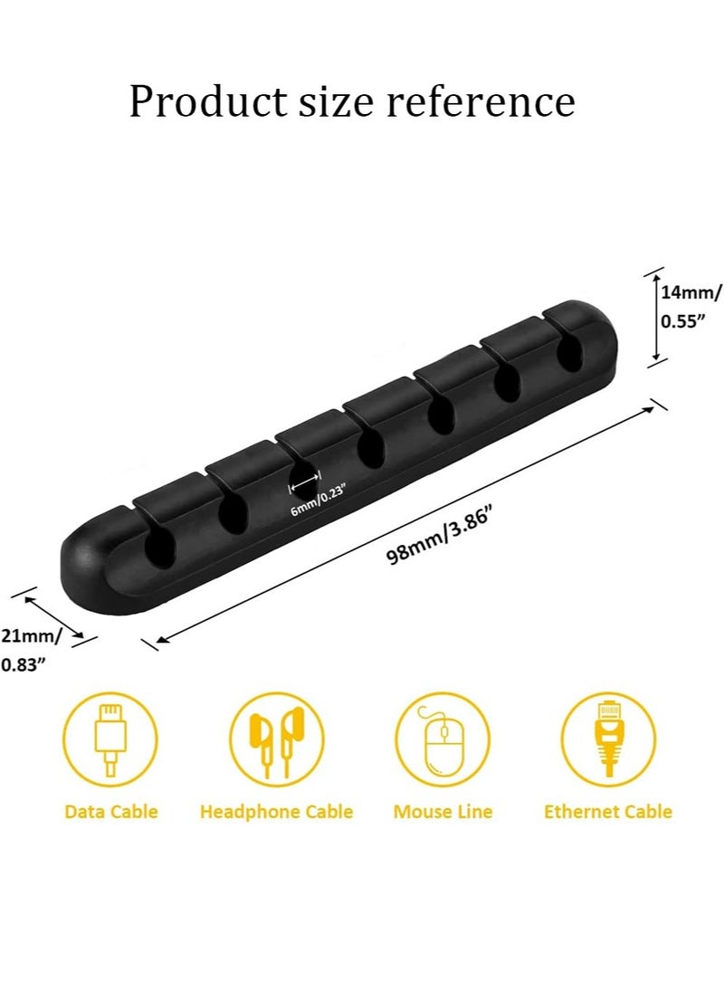 yIFeNG Clips Cord Holder - 2 Packs Self Adhesive Cable Management for USB Cable/Power Cord/Wire, Car and Desk, Home and Office (7 Slots) Cord Organizer Black/Grey  - Image 2