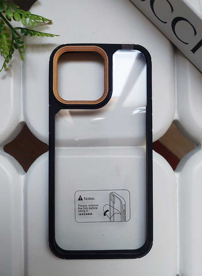 Premium Shockproof Transparent Case for iPhone 15 Pro Max with Metal Camera Frame – Stylish Transparent Mobile Cover for Men, Women & Youth – Anti-Fingerprint, Camera Protection, Drop Resistant (Gold) - Image 2