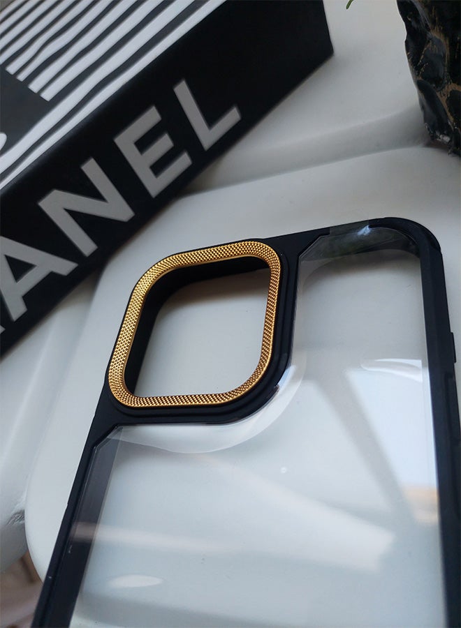 Premium Shockproof Transparent Case for iPhone 15 Pro Max with Metal Camera Frame – Stylish Transparent Mobile Cover for Men, Women & Youth – Anti-Fingerprint, Camera Protection, Drop Resistant (Gold) - Image 4