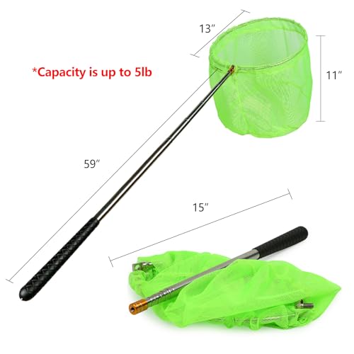 RESTCLOUD Bait Net and Fishing Landing Net with Telescoping Pole Handle Extends to 59 inches (Green) - Image 4