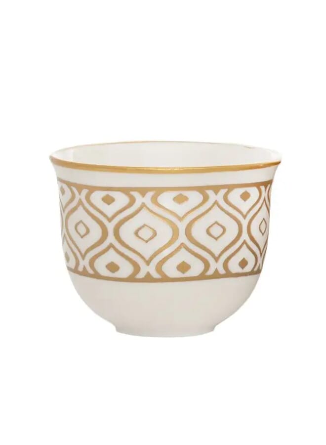 السيف غاليري 12 قطعة طقم فناجين قهوة عربي أبيض بنقشة ذهبي - Image 2