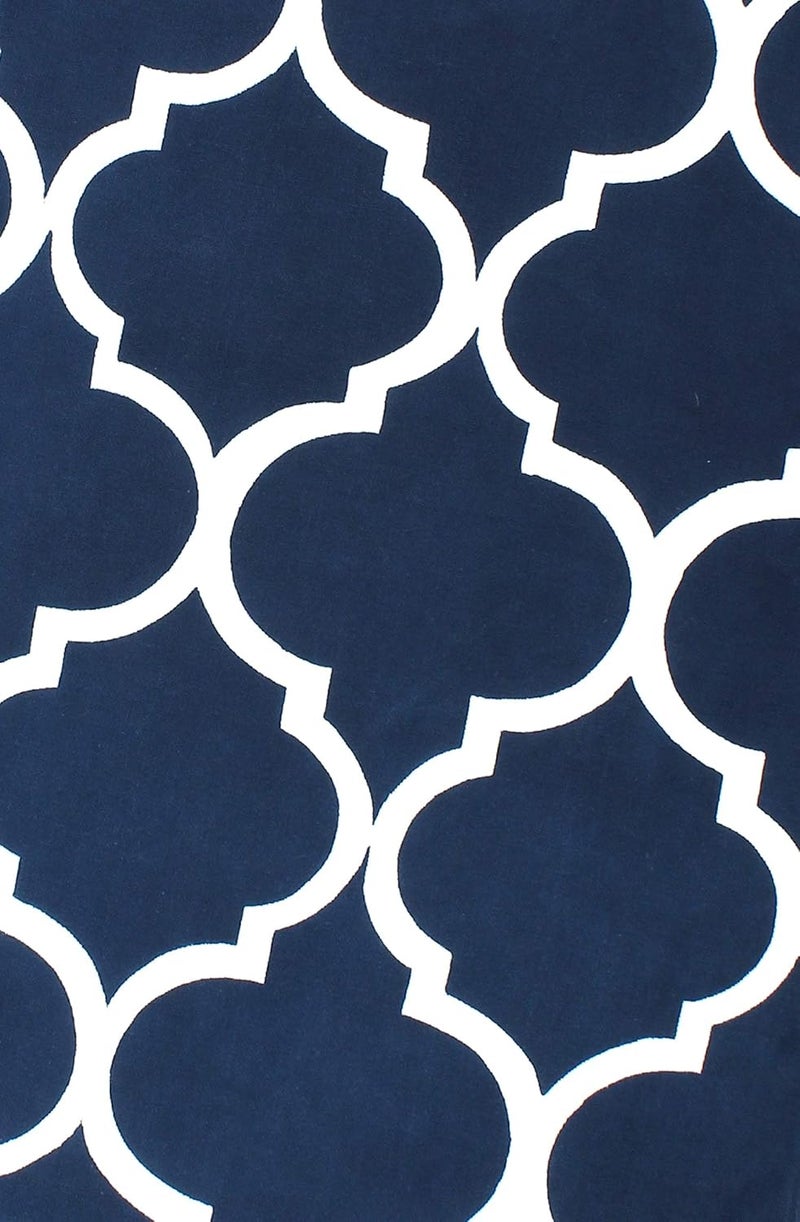 Dekor World Cotton Navy Blue Ogee Printed and Solid Napkin Set (Pack of 12) - Image 4