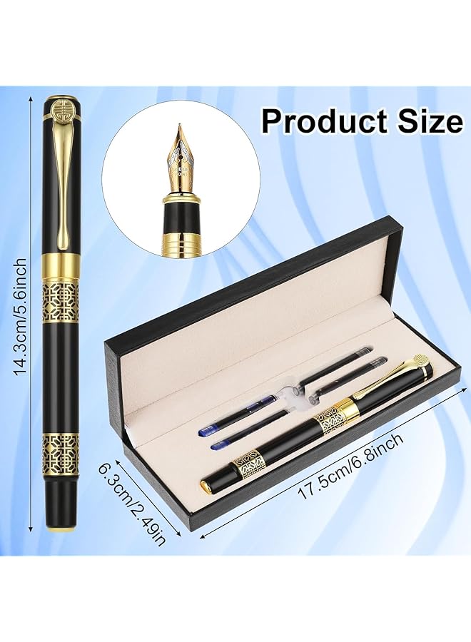 erorex Luxury Fountain Pen Set Metal Fountain Pen Medium Point With 2 Black Ink And Blue Ink Sac Business Writing Pen Calligraphy Pen For Journaling Signature School Office Gift Supplies - Image 3