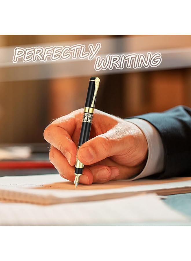 erorex Luxury Fountain Pen Set Metal Fountain Pen Medium Point With 2 Black Ink And Blue Ink Sac Business Writing Pen Calligraphy Pen For Journaling Signature School Office Gift Supplies - Image 2