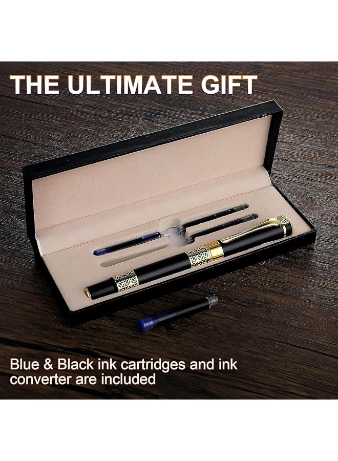 erorex Luxury Fountain Pen Set Metal Fountain Pen Medium Point With 2 Black Ink And Blue Ink Sac Business Writing Pen Calligraphy Pen For Journaling Signature School Office Gift Supplies - Image 5