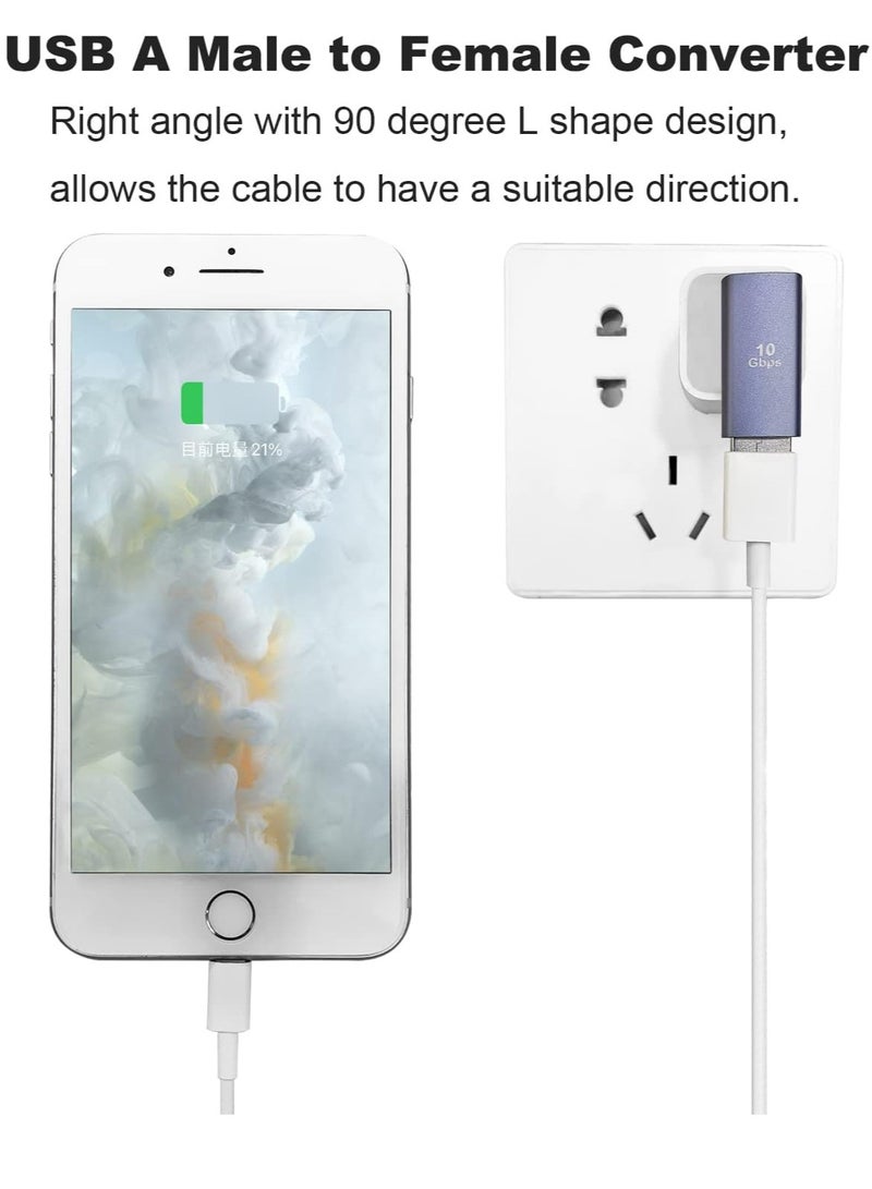 2 Pack 90° USB 3.1 Adapters, Left/Right Angle USB A Male to Female Converters for PC, Laptop, Chargers. - Image 4