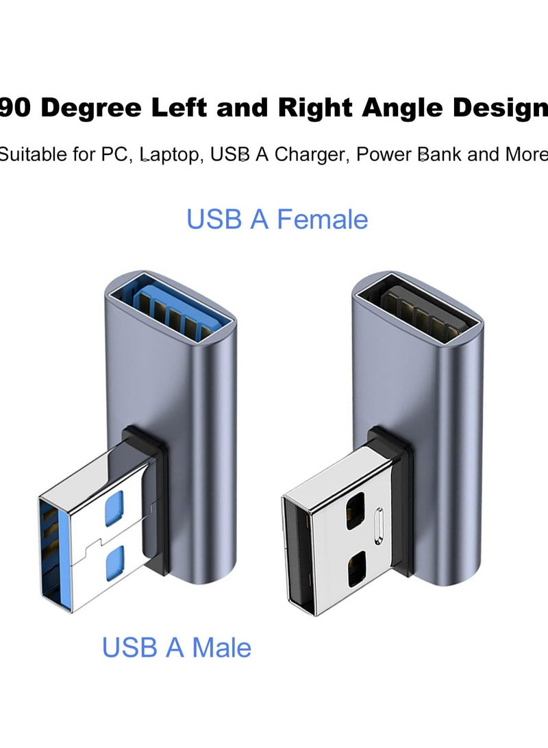 2 Pack 90° USB 3.1 Adapters, Left/Right Angle USB A Male to Female Converters for PC, Laptop, Chargers. - Image 2