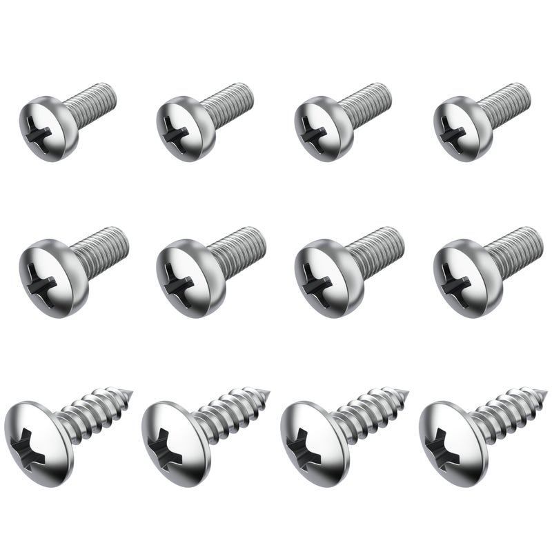 PRIME AVE Stainless Steel License Plate Screws for License Plates, Frames, Covers- Rust Proof Rear & Front Licence Plate Screw Set - Compatible with Toyota, Lexus & Scion - Image 1