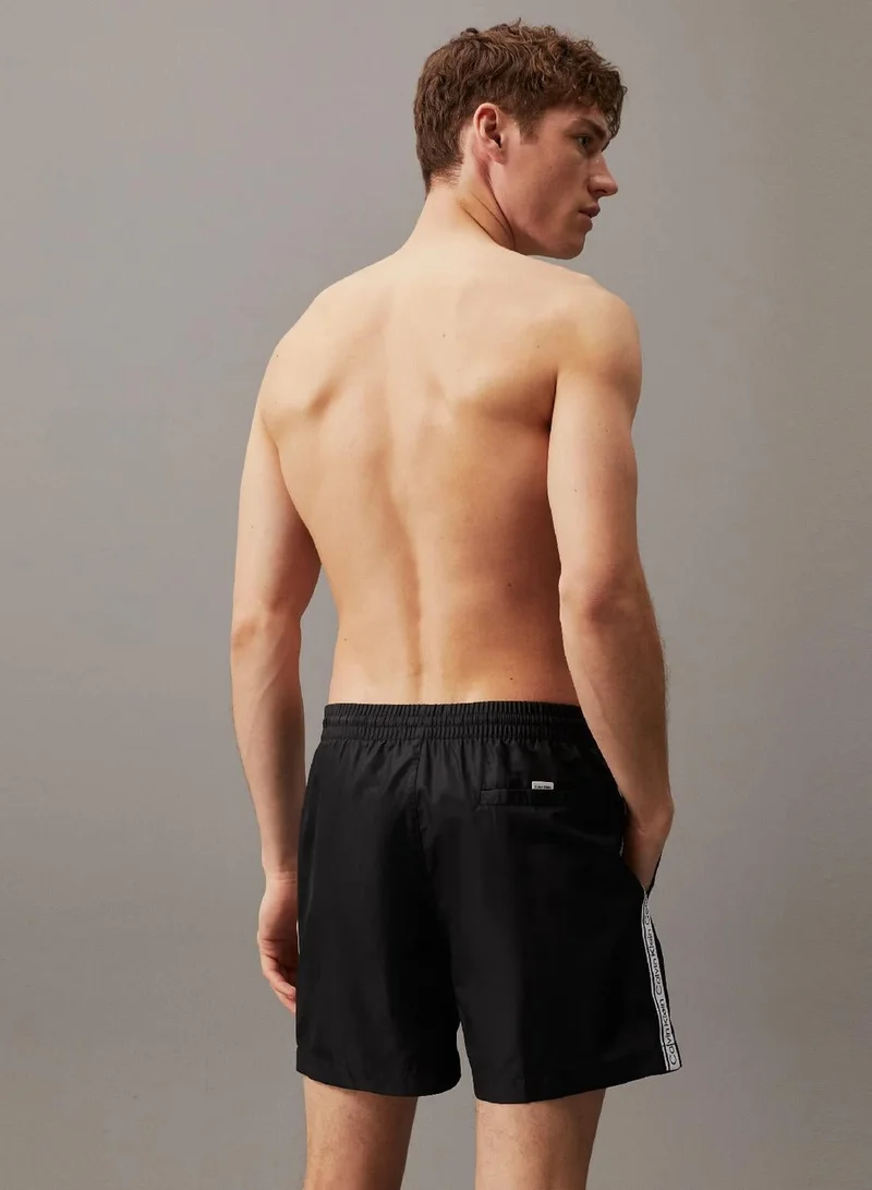 Calvin Klein Pvh Black Medium Drawstring Swim Shorts - Logo Tape for Men | Best Price UAE