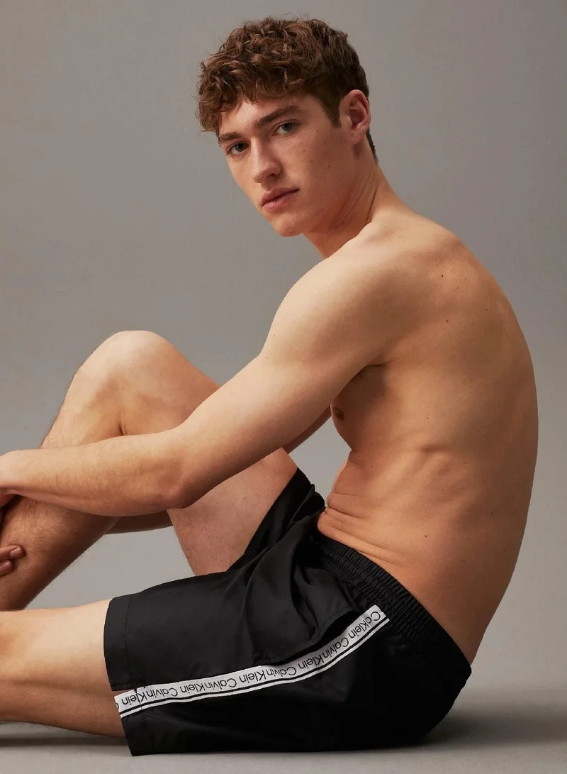 Calvin Klein Pvh Black Medium Drawstring Swim Shorts - Logo Tape for Men | Best Price UAE
