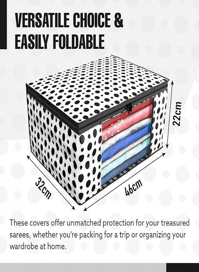 VAKRA® Premium Saree Organizer Bag for Wardrobe | Foldable Cloth Storage Bag with Transparent Window & Zipper (Pack of 2) - Image 2