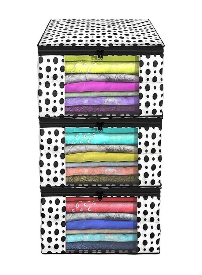 VAKRA® Premium Saree Organizer Bag for Wardrobe | Foldable Cloth Storage Bag with Transparent Window & Zipper (Pack of 2) - Image 1