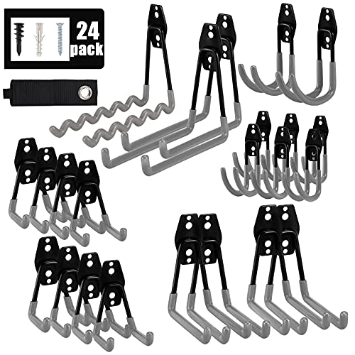 AOBEN Garage Hooks Heavy Duty, Steel Garage Storage Hooks, Utility Tool Hangers and Combinable Wall Mount Garage Hooks for Organizing Ladders, Bikes, Hoses, and More Equipment (Small J, 6 Pack) - Image 1