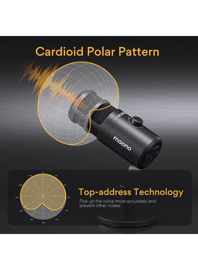 ماونو PD100U ميكروفون دايناميك USB – صوت احترافي بجودة ستوديو – أسود - Image 3