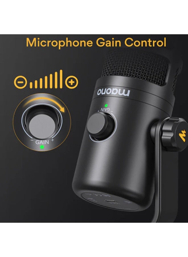 ماونو PD100U ميكروفون دايناميك USB – صوت احترافي بجودة ستوديو – أسود - Image 2