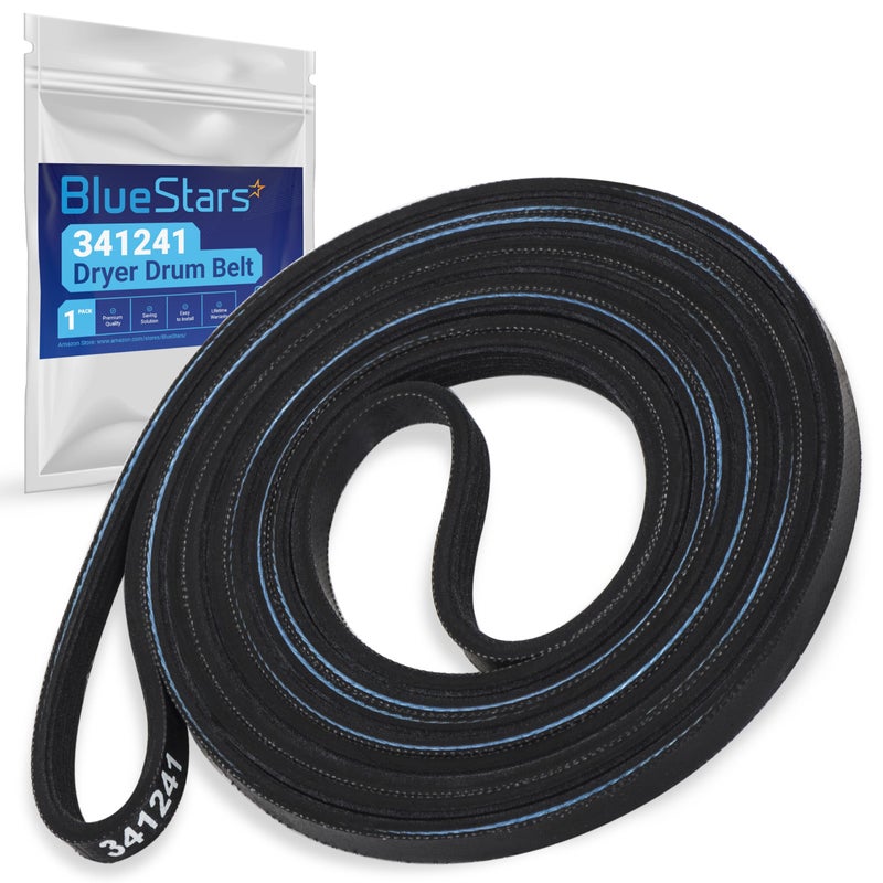 BlueStars 341241 Dryer Drum Belt Compatible with Whirlpool Kenmore Roper Amana Dryers Replaces 8066065 AP2946843 W10127457 PS346995 14210003 31531589 31001026 3394651 529597 WED4815EW1 NED4655EW1