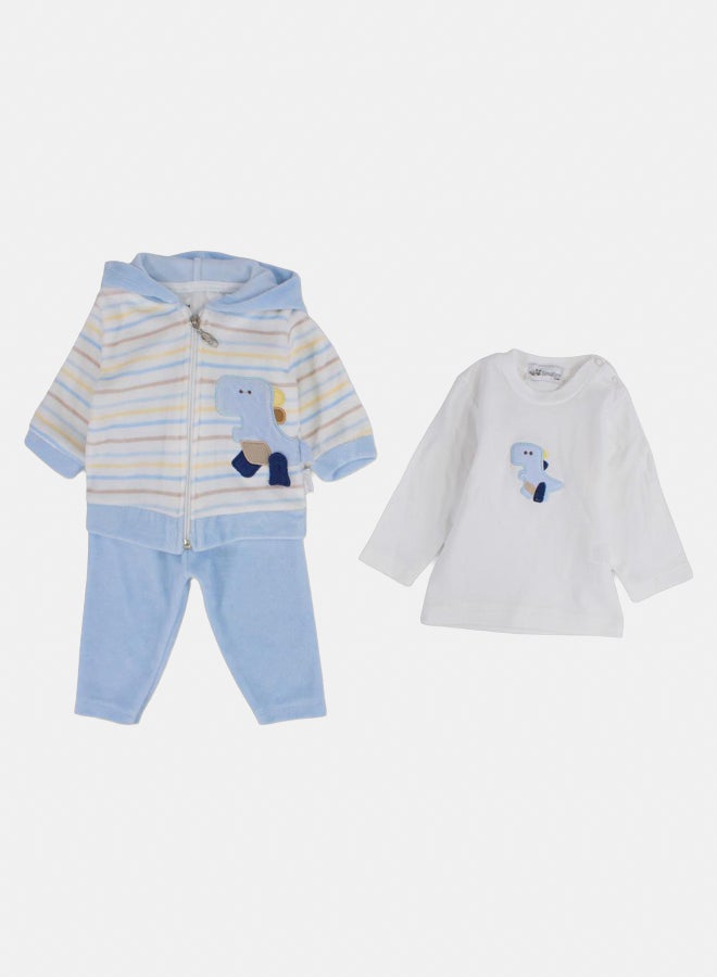 Baby Boys Velvet Pajama Set - Dinosaur Design - Image 1