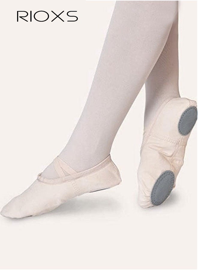 RIOXS Ballet Shoes For Girls, Kids Girls Ballet Practice Shoes, Highly Stretch Canvas Ballerina Flats, Split Sole Yoga Shoes, Flats Shoes For Dancing, Suede Leather Soles Dance Shoes, Comfy Anti-slip Ballet Shoes, Girls Ballet Shoes Yoga Dance Shoe - Image 3