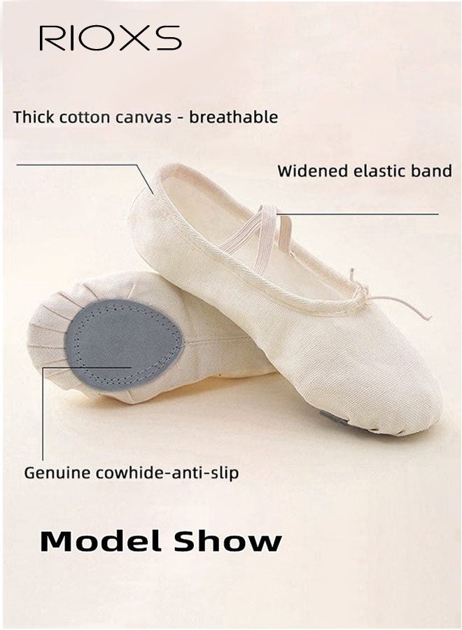 RIOXS Ballet Shoes For Girls, Kids Girls Ballet Practice Shoes, Highly Stretch Canvas Ballerina Flats, Split Sole Yoga Shoes, Flats Shoes For Dancing, Suede Leather Soles Dance Shoes, Comfy Anti-slip Ballet Shoes, Girls Ballet Shoes Yoga Dance Shoe - Image 5