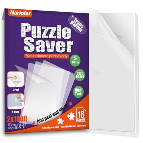 Nariolar UltraAdhesion Transparent Puzzle Glue Sheets 16 Puzzle Saver Sheets for Preserving Up to 2x1000Piece Jigsaws - Image 1