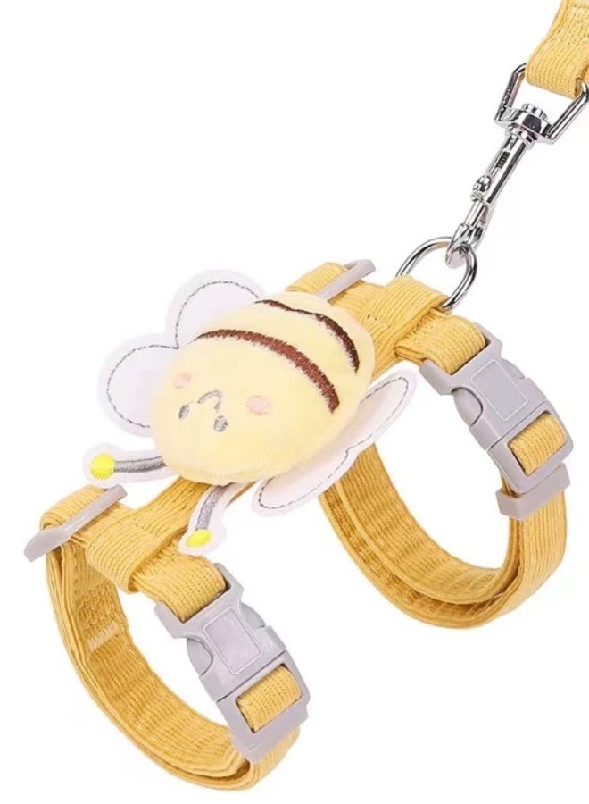 مجموعة حزام وسوار للقطط للسير في الهواء الطلق، حزام القطط المضاد للهروب مع تصميم نحلة لطيف، قابل للتعديل ومرن، حزام شكل حرف H للقطط الصغيرة، مناسب للقطط المتوسطة أو الكبيرة. - Image 3