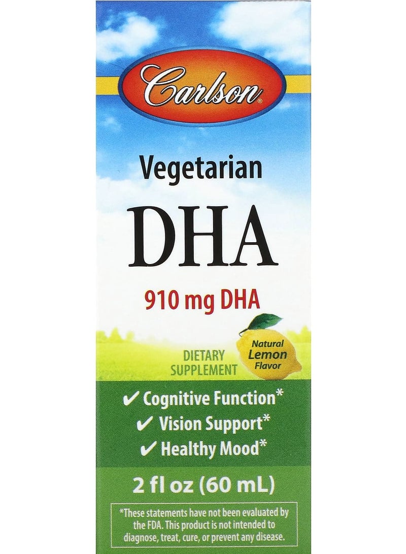 Vegetarian DHA, Natural Lemon, 910 mg , 2 fl oz (60 ml)