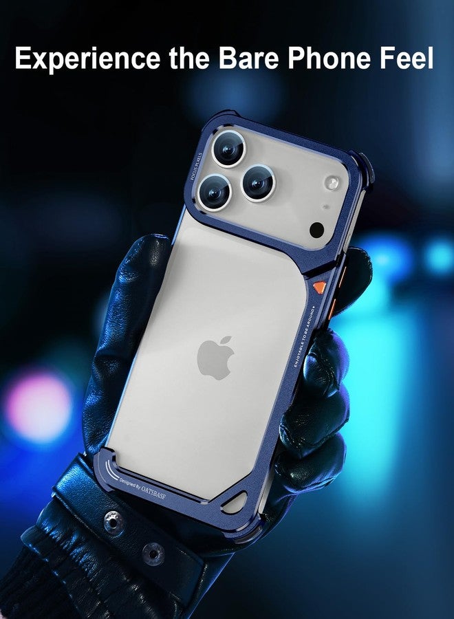 OATSBASF 9 Case for iPhone 17 Pro Max Bumper Case Metal, Aluminum Frame Slim Fit No Back Design, Compatible with MagSafe, Shockproof Protection, Minimalist Frameless Phone Case, Blue - Image 4