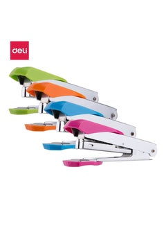 Deli Deli E0260 Stapler - 15 Sheets, 10, Rose Red/Blue/Green/Orange  - Image 1