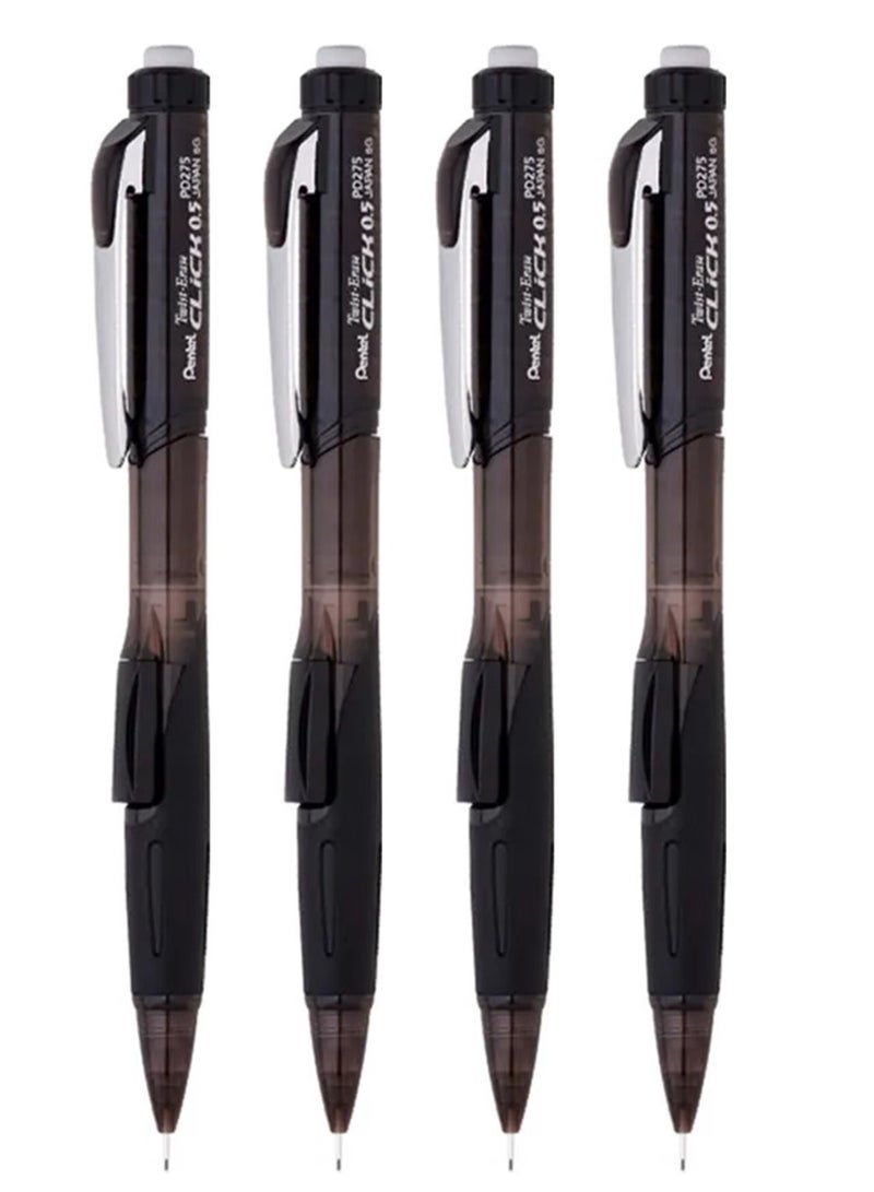 Pentel 4-Piece Mechanical Pencil 0.5mm Tip Black Body - Image 1