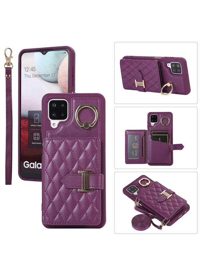 S-TOP Case For Samsung Galaxy A12 Horizontal Card Bag Ring Holder Phone Case with Dual Lanyard - Image 1