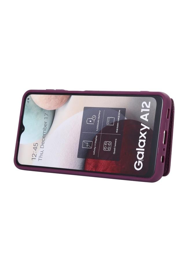 S-TOP Case For Samsung Galaxy A12 Horizontal Card Bag Ring Holder Phone Case with Dual Lanyard - Image 5