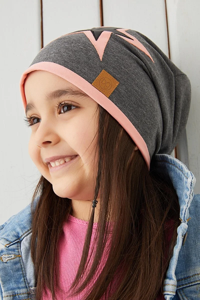 بيبيجيز Powder Gray Kids Baby Beanie Neck Collar Set Soft 100% Cotton Combed Cotton Star Series