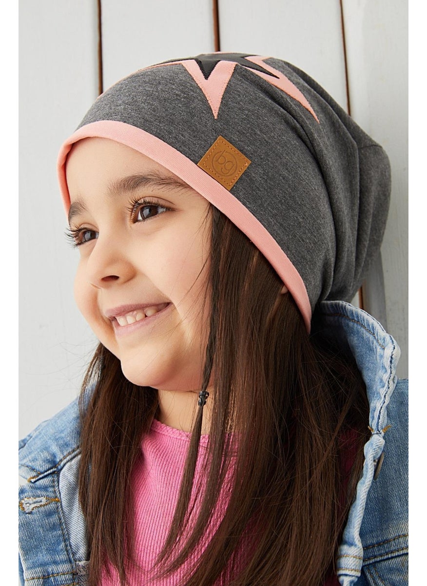 Babygiz - Powder Gray Kids Baby Beanie Neck Collar Set Soft 100% Cotton Combed Cotton Star Series - Image 1