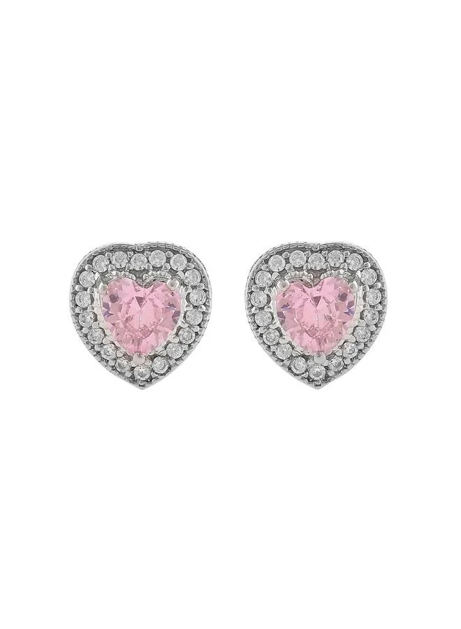 VOYLLA Valentine's Day Collection Heart Pink CZ Stud Earrings