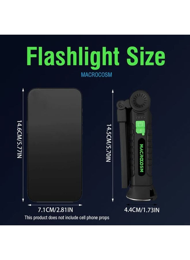 1pc Bright Handheld LED Flashlight USB Rechargeable Foldable Work Light With Tail Magnet - Image 3