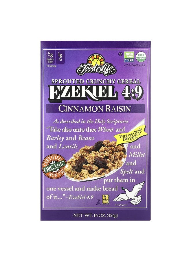 Food For Life Food For Life, Ezekiel 4:9® Sprouted Crunchy Cereal, Cinnamon Raisin, 16 oz (454 g)  - Image 1