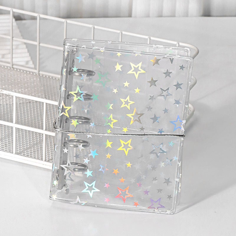 Generic M5 Ring Binder Notebook Transparent DIY Photo Album Colorful Star M5 Strap Binder 