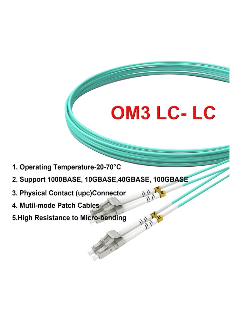 KASTWAVE كابل تصحيح الألياف بطول 1 متر/3 أقدام OM3، عبوة من 5 كابلات تصحيح الألياف متعددة الأوضاع من LC إلى LC، كابل الألياف الضوئية، سلك LC إلى LC LSZH 10 جيجابايت متعدد الأوضاع دوبلكس 50/125 ميكرومتر - Image 4