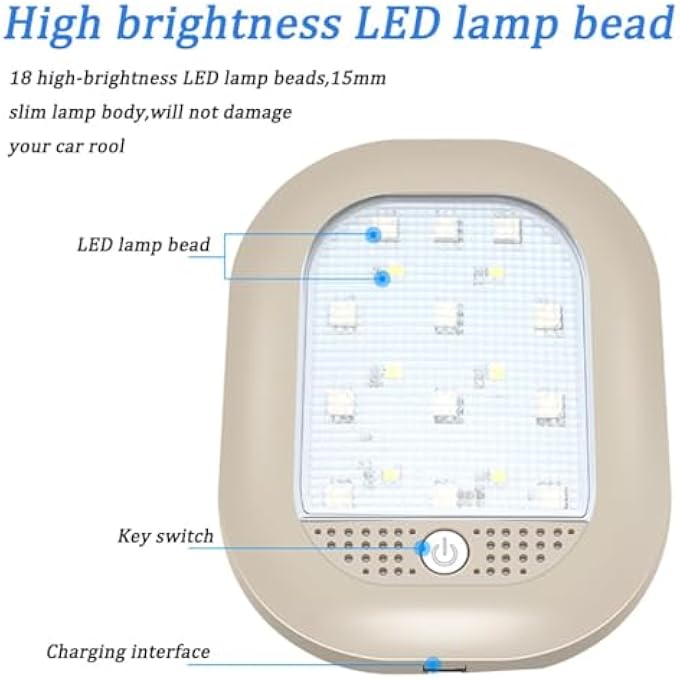 ريحني أضواء ليد داخلية لمنطقة شحن الشاحنة، مصباح قراءة محمول 8 ألوان للسيارة، مصباح جو قابل لإعادة الشحن عبر USB، مناسب للسيارة والشاحنات والخزائن والتخييم وغرفة النوم، لون أسود - Image 4