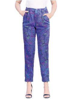 Web Denim Web Denim Flower Printed High Waist Fashionable Jogger Pants Stretchable Comfort Fit Casual 100% Tencel Pant with Pockets For Women’s  - Image 2