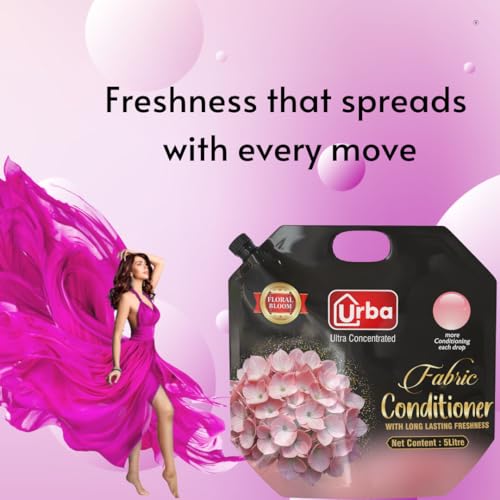 Urba Ultra Concentrated Fabric Conditioner(Fabric softner), Floral Bloom, 5 Litre, Long Lasting Freshness, Super Saver Pack - Image 5