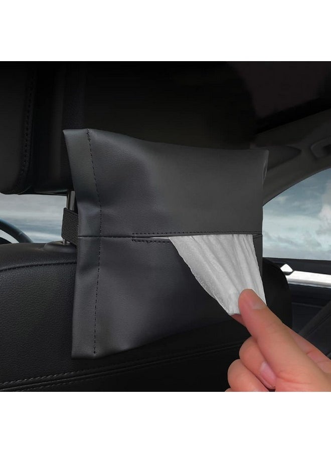Beauenty - Car Tissue Holder for Tesla Model 3 Accessories Model Y X S Center Console Napkin Holders Leather Tissue Box for Visor Screen Backseat Dashboard Armrest Box - Image 1