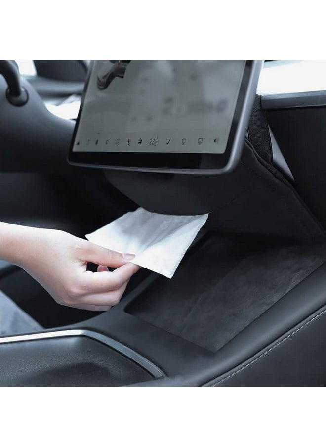 Beauenty - Car Tissue Holder for Tesla Model 3 Accessories Model Y X S Center Console Napkin Holders Leather Tissue Box for Visor Screen Backseat Dashboard Armrest Box - Image 1