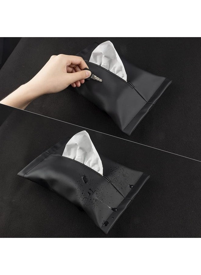 Beauenty - Car Tissue Holder for Tesla Model 3 Accessories Model Y X S Center Console Napkin Holders Leather Tissue Box for Visor Screen Backseat Dashboard Armrest Box - Image 1