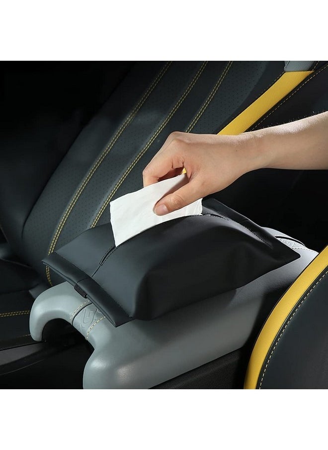 Beauenty - Car Tissue Holder for Tesla Model 3 Accessories Model Y X S Center Console Napkin Holders Leather Tissue Box for Visor Screen Backseat Dashboard Armrest Box - Image 1