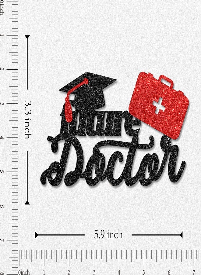 WeBenison Future Doctor Cake Topper Medical School Graduation Congrats Doctor Cake Decorations Doctor Dentist Graduate Party Decorations Supplies Black Red Glitter - Image 2
