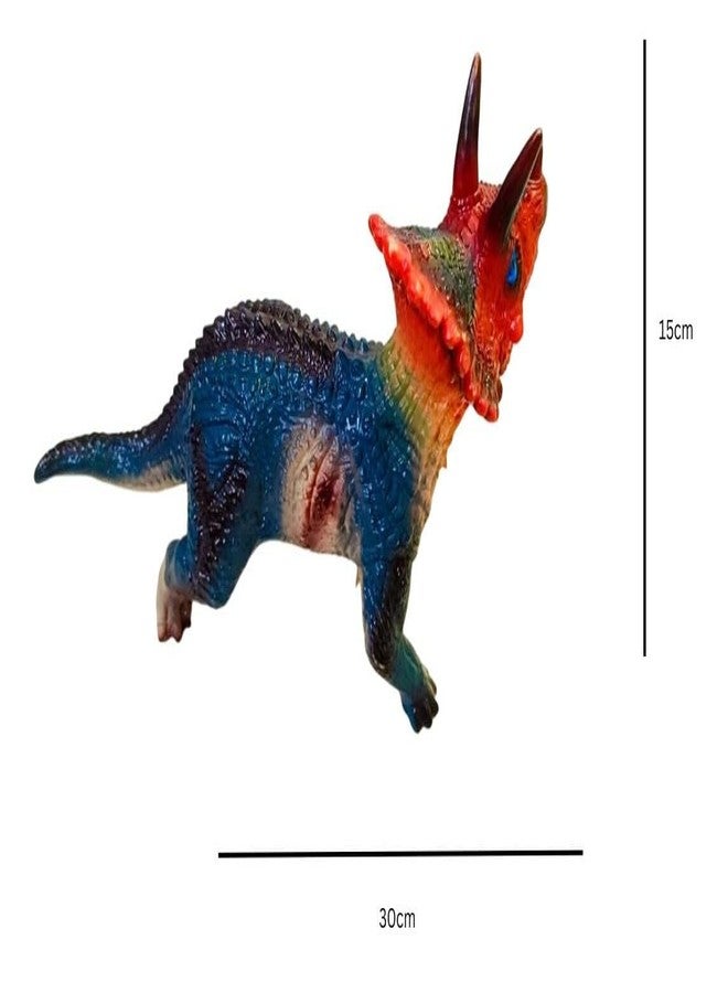 DTR Creation Triceratops 30cm Dinosaur Action Figure Toy with Sound for Kids, Soft Rubber Dinosaur Toy, Collection Birthday GiftsToys, Statue Toys(30 CM) - Image 3