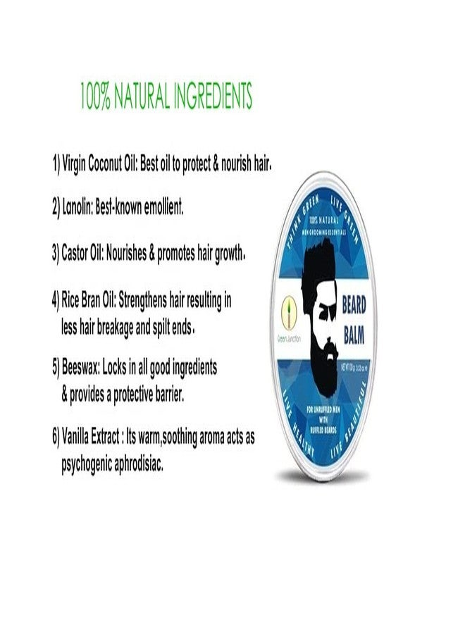 Green Junction All Natural Beard Balm for Men For Unruffled Men With Ruffled Beards (100 g) - Image 4