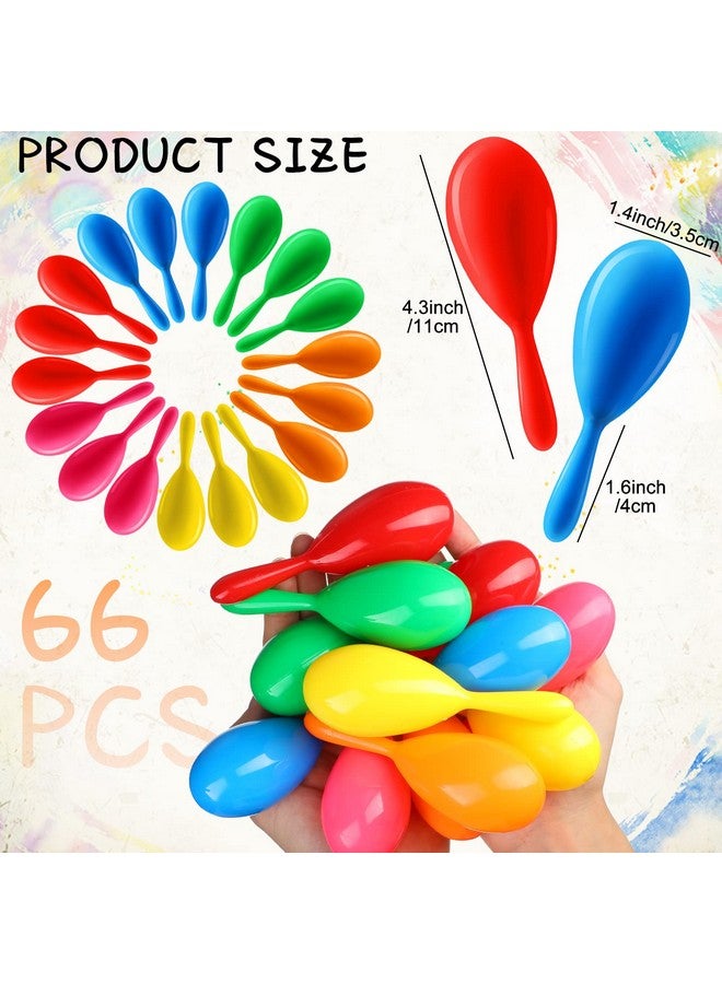 Vinsot 66 Packs Neon Maracas Mini Mexican Party Favors Plastic Shakers Noisemaker Toys For Cinco De Mayo Fiesta Birthday Musical Instrument Decorations Supplies 6 Colors 4.3 Inches - Image 3